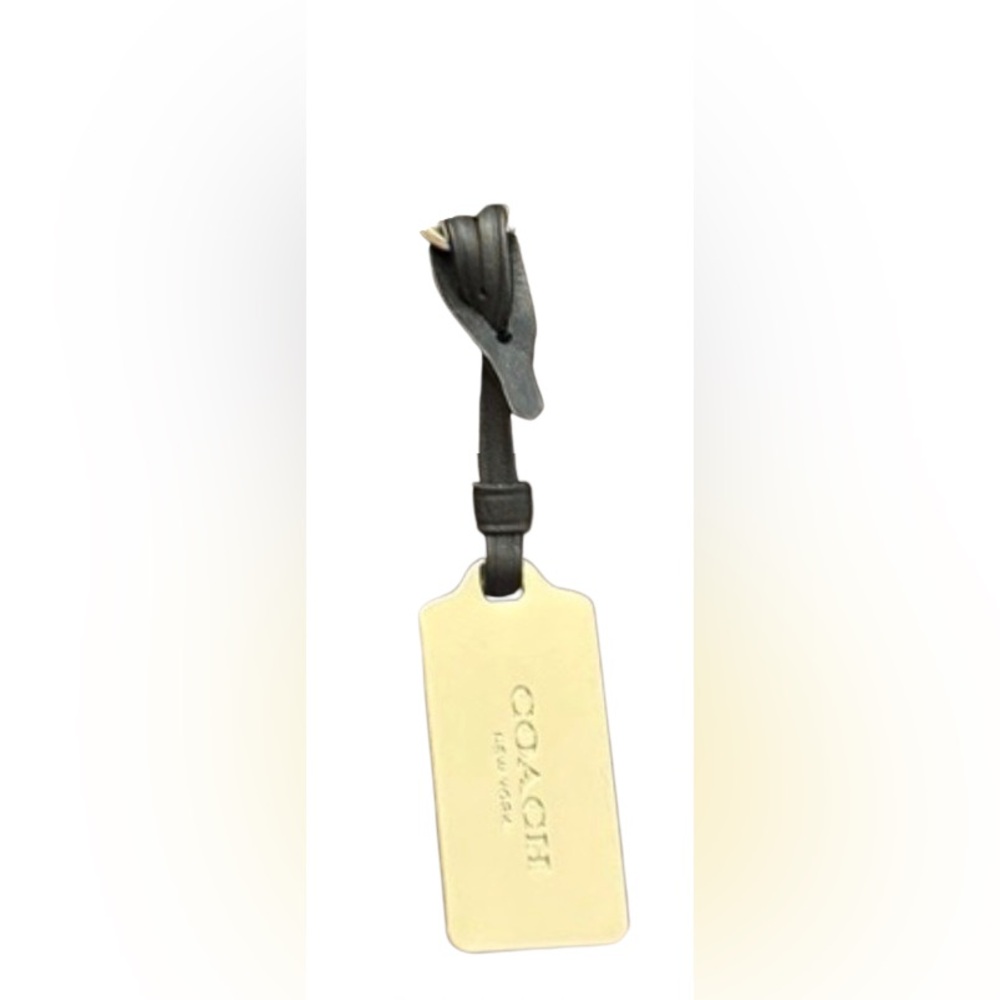 Coach Gold Metal Hang Tag on Leather Strap
